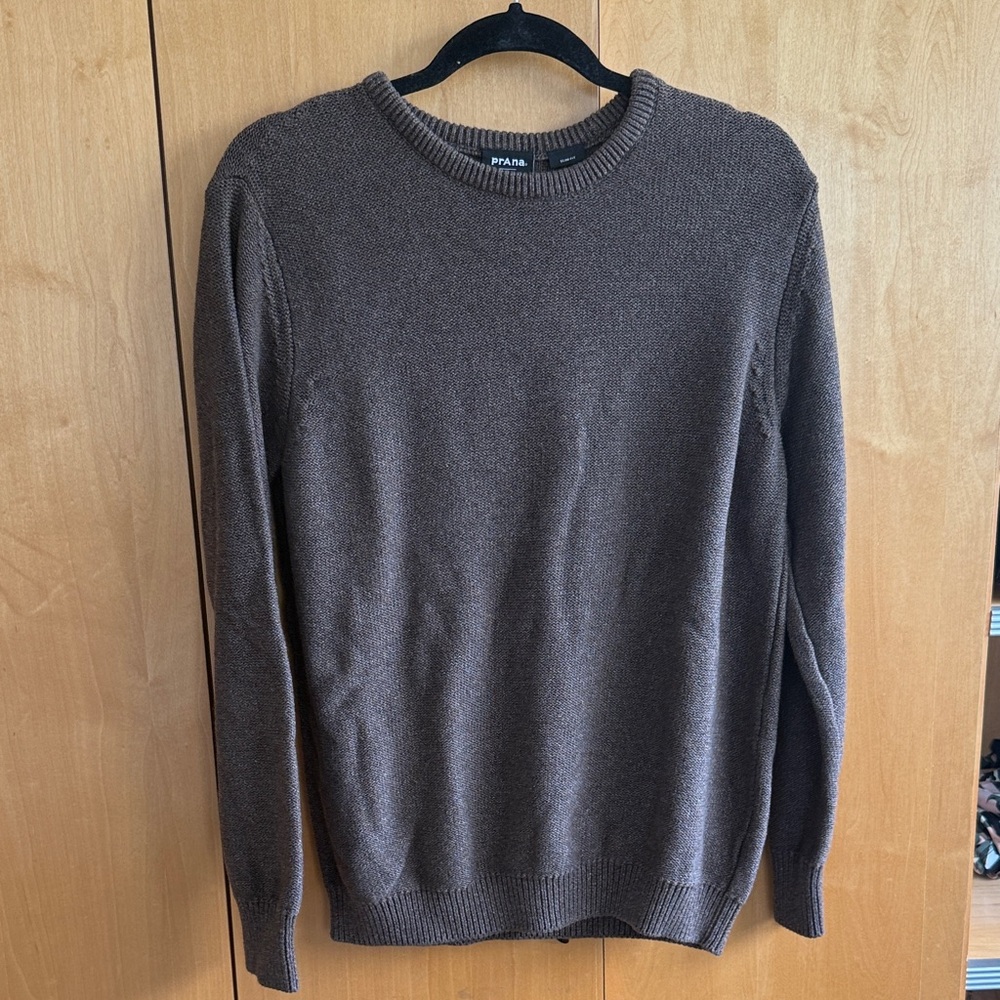 Prana 100% Organic Cotton Men's Dark Brown Crewneck Sweater